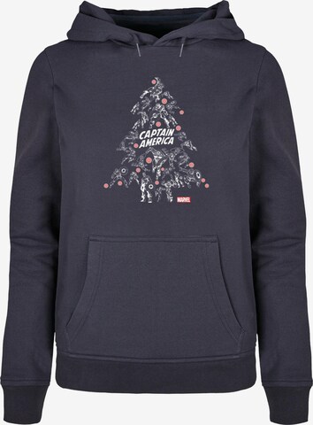 ABSOLUTE CULT Sweatshirt 'Captain America - Christmas Tree' in Blue: front