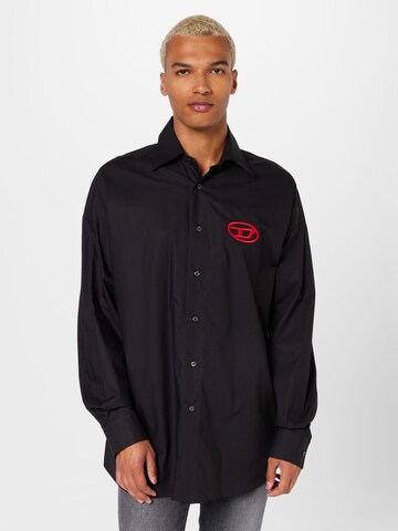 DIESEL Comfort fit Button Up Shirt in Black: front