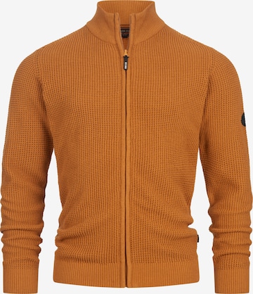 INDICODE JEANS Knit Cardigan 'Layton' in Brown: front