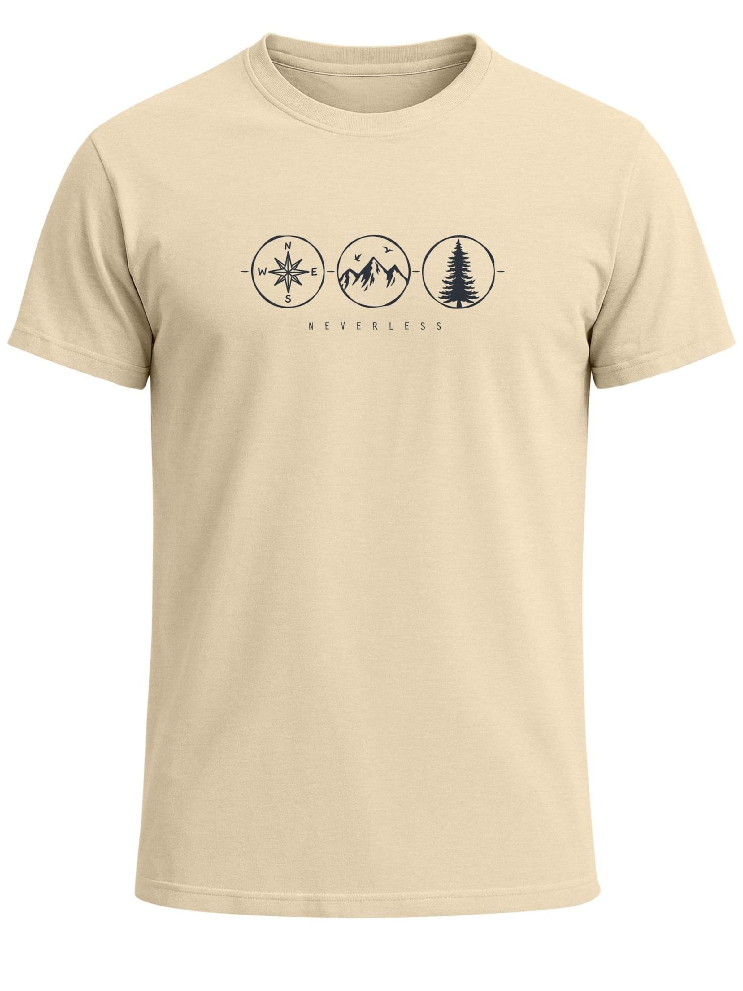 Neverless Shirt 'Outdoor Kompass' in Beige: front