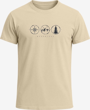 Neverless Shirt 'Outdoor Kompass' in Beige: front