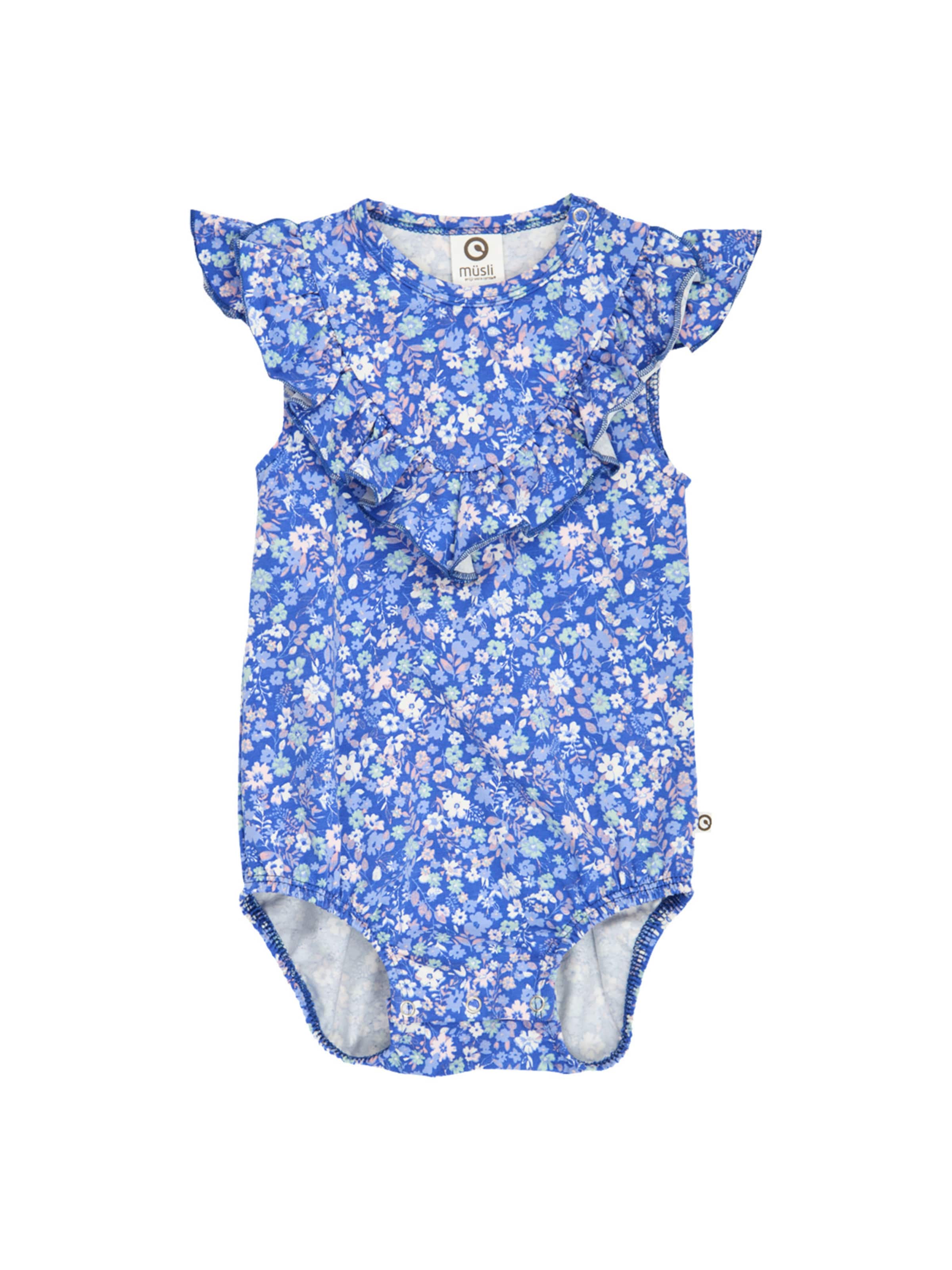 Barboteuse / body Müsli by GREEN COTTON en bleu : devant