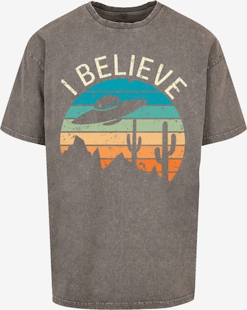 T-Shirt 'I Believe UFO Alien Sonnenuntergang' F4NT4STIC en gris : devant