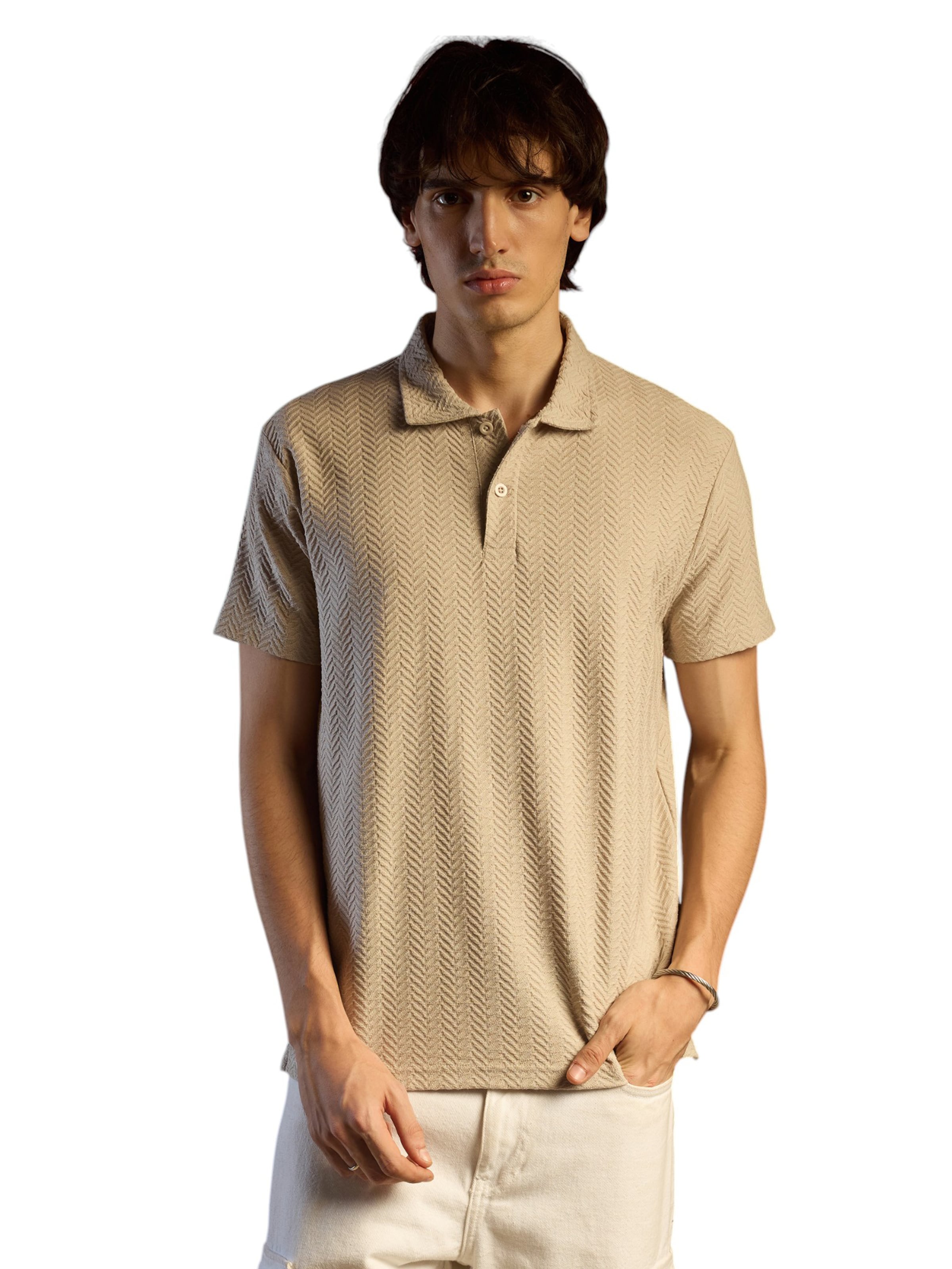 Campus Sutra Shirt in Beige: front