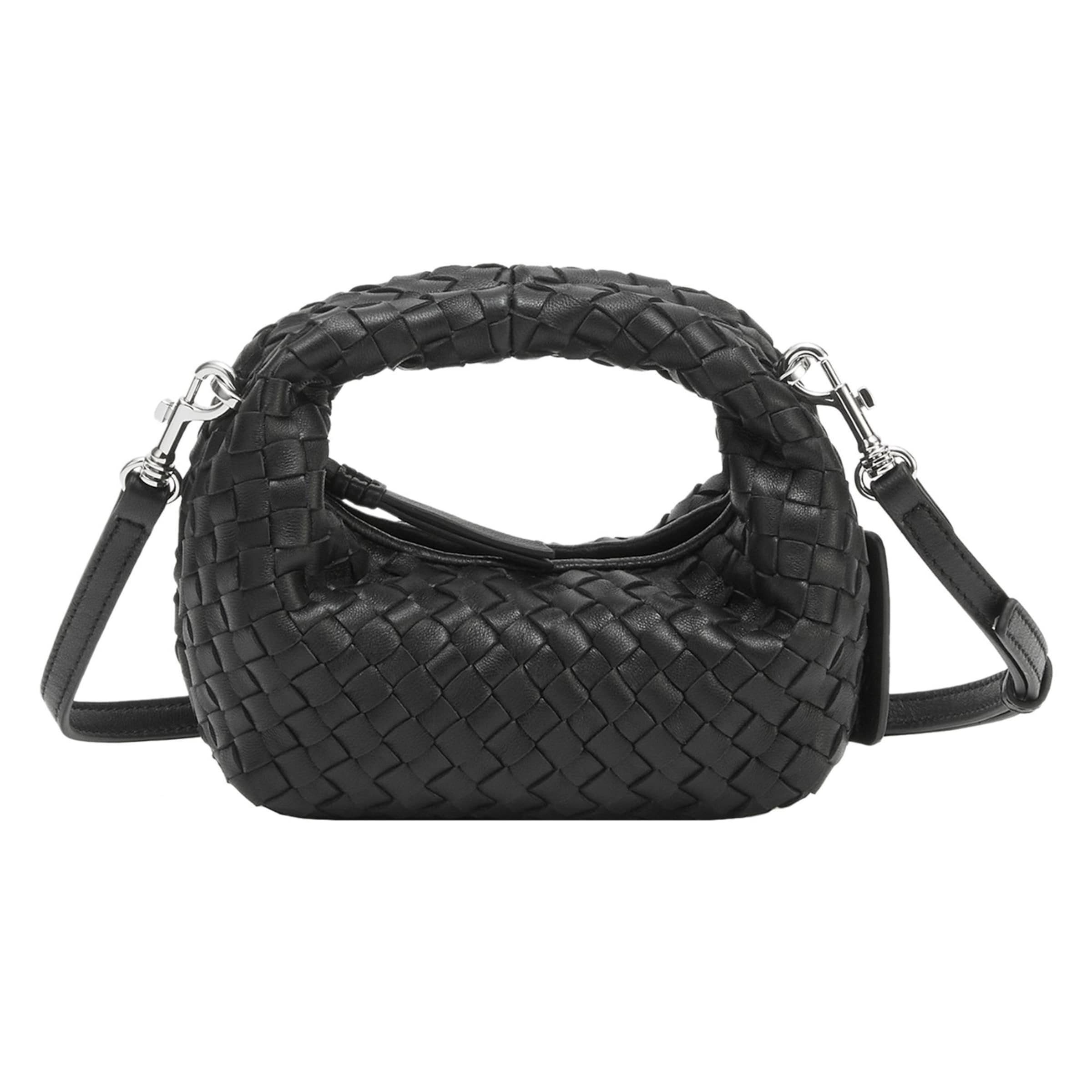 Borsa a mano 'Greta Micro weave' di Les Visionnaires in nero: frontale