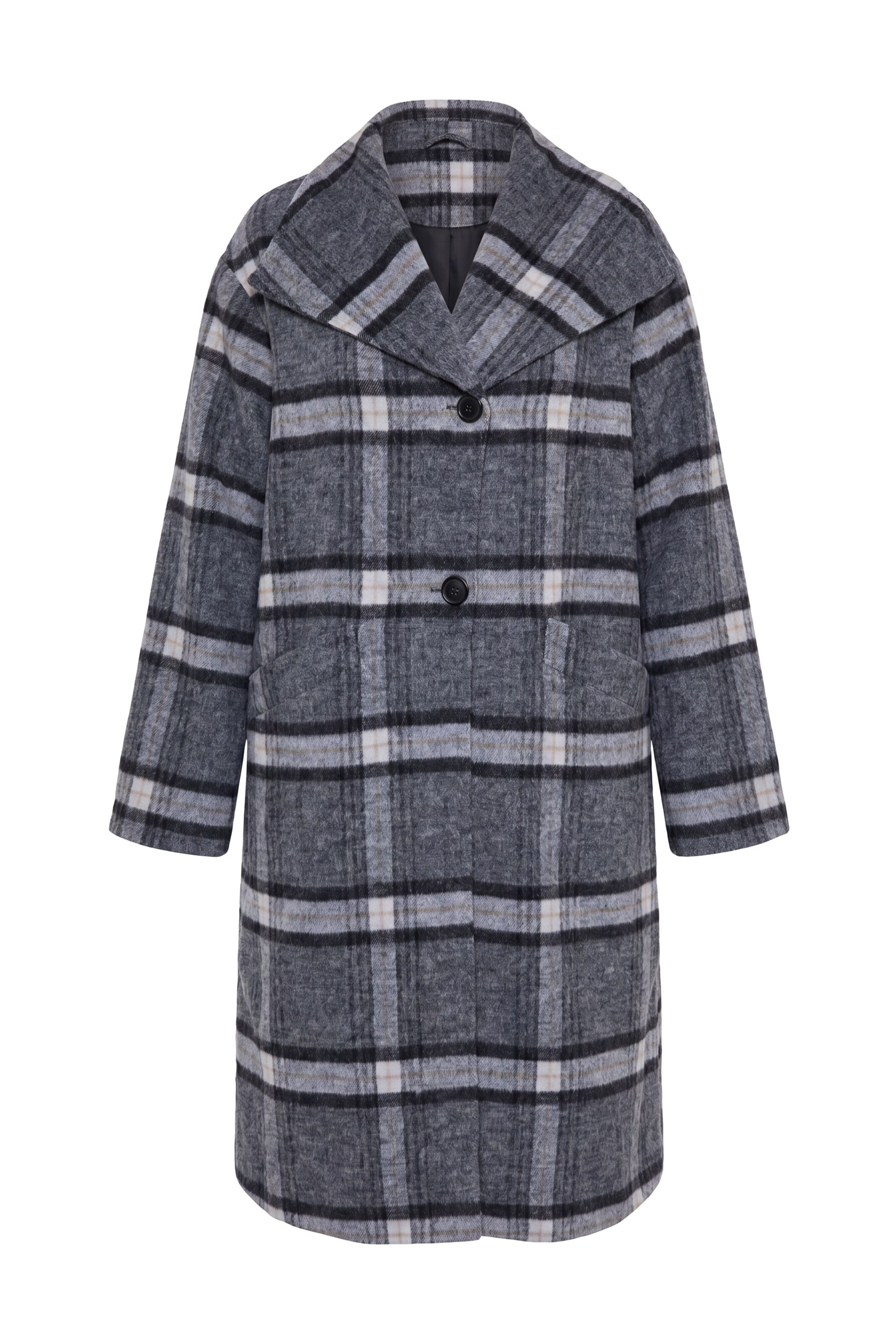 Ulla Popken Between-seasons coat in Grey: front