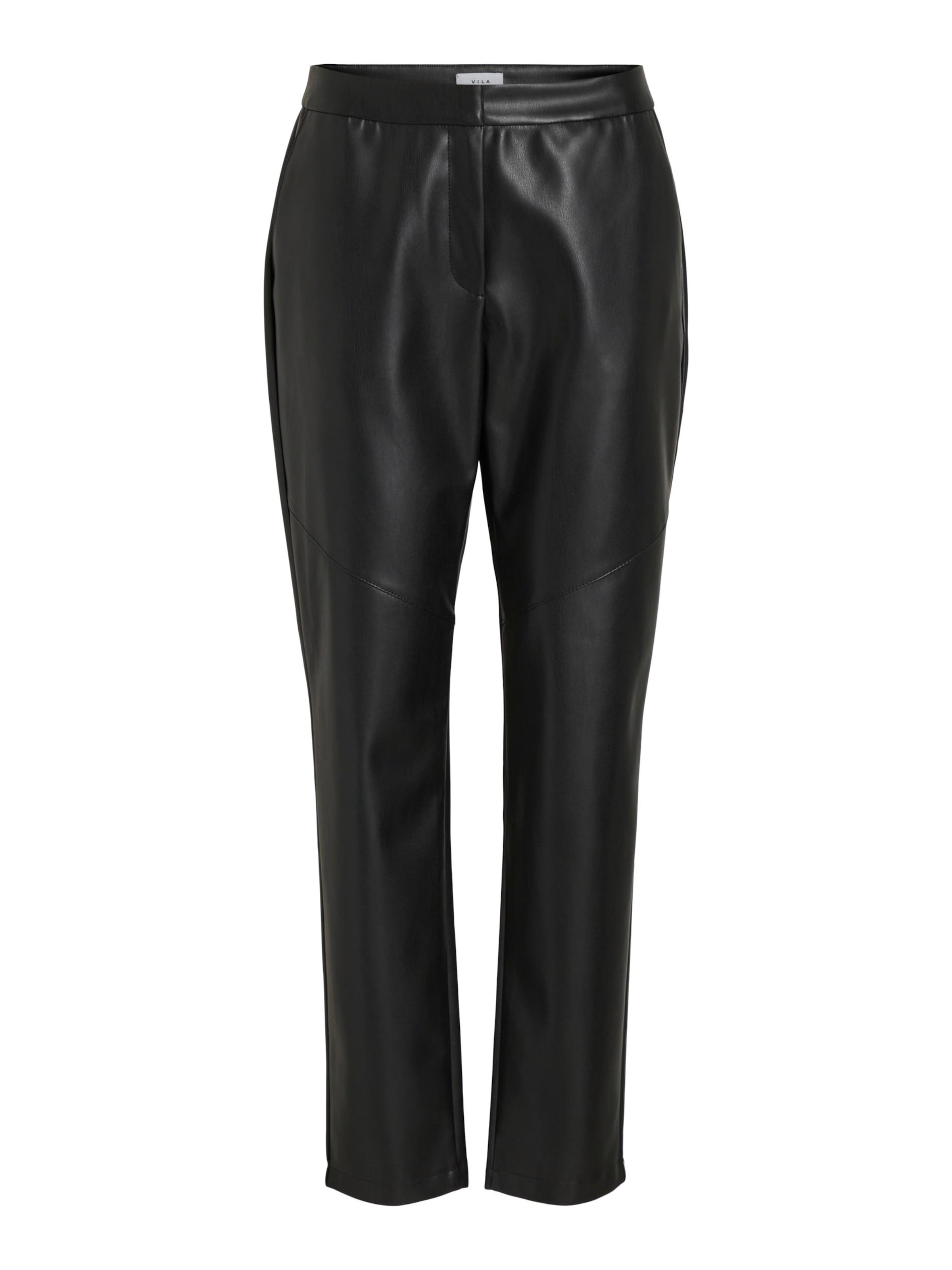 VILA Szabványos Nadrág 'PEN' - fekete: elől