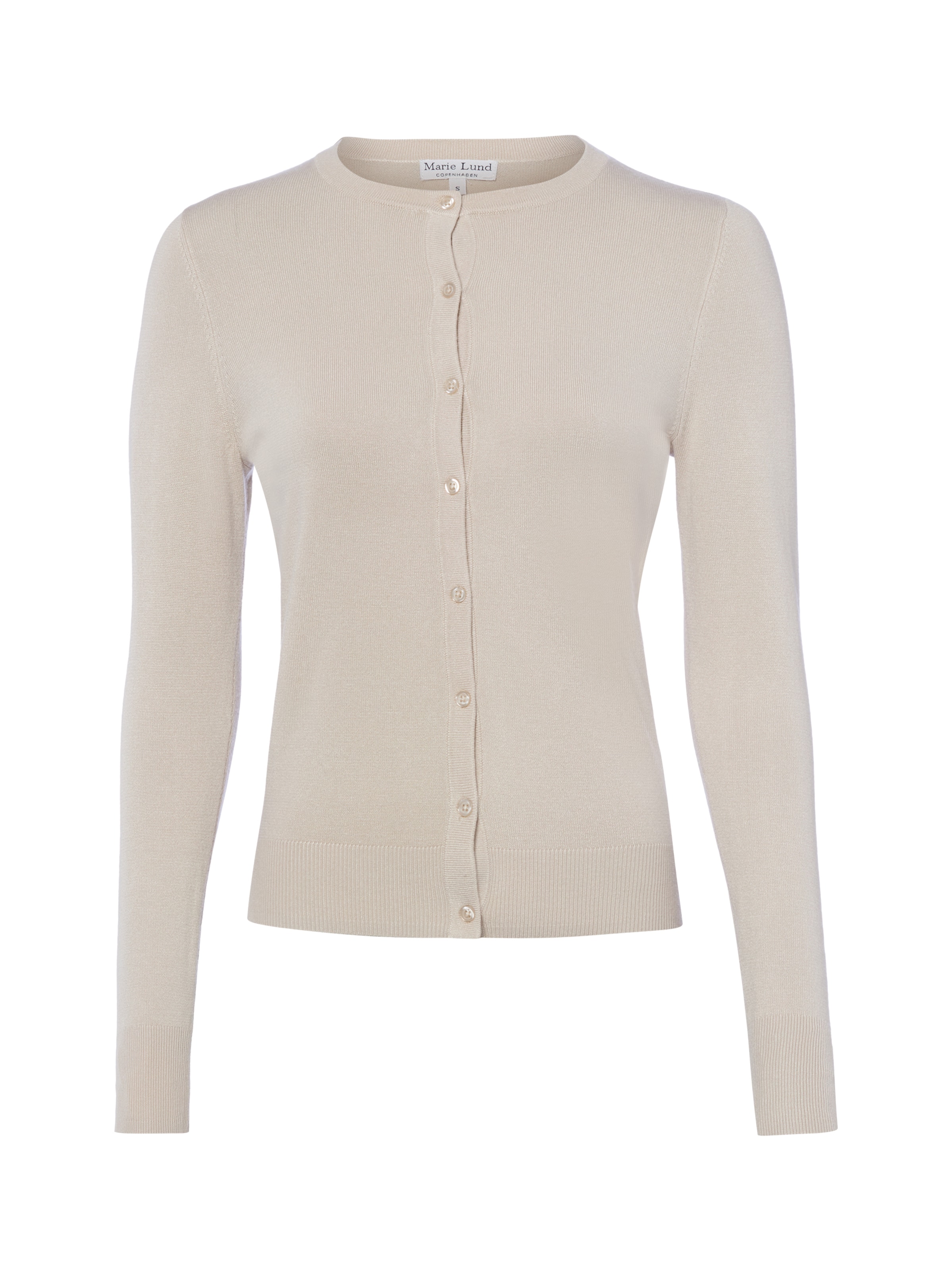 Marie Lund Gebreid vest in Beige: voorkant