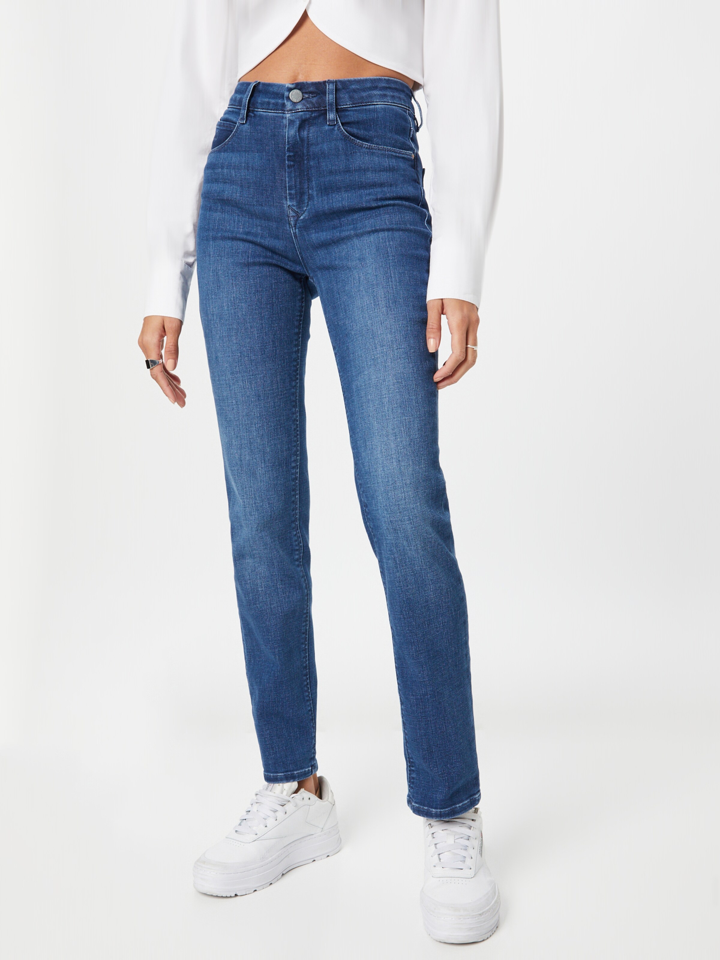 MODA DONNA Jeans Strappato Blu L sconto 93% Bershka Jeggings & Skinny & Slim 
