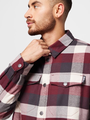 JACK WOLFSKIN Regular fit Athletic Button Up Shirt 'FELSENWEG' in Red