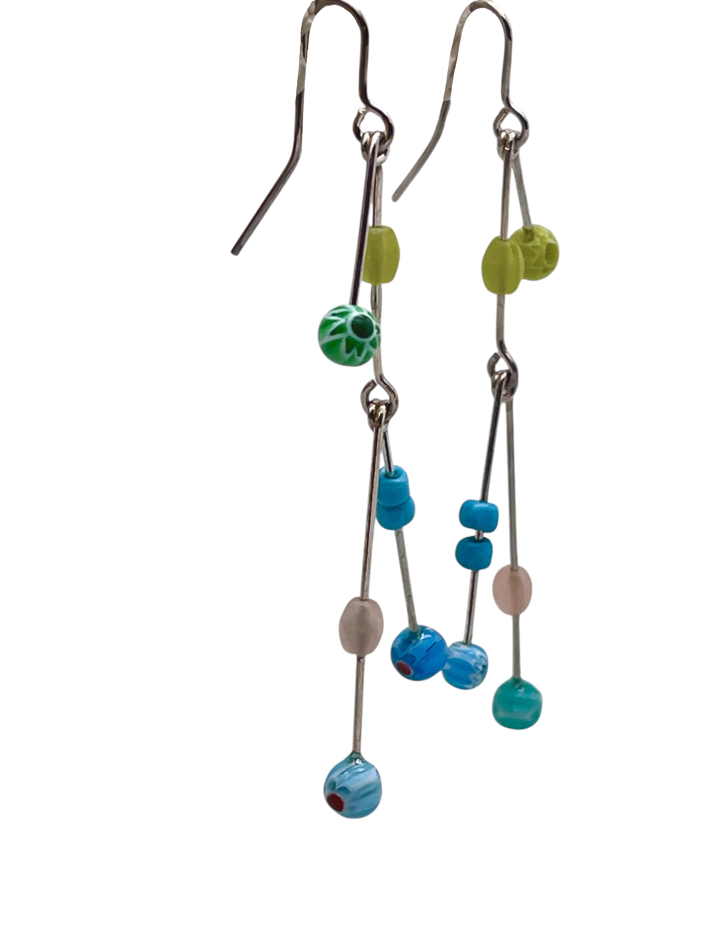 Orecchini 'Multicolored Double Swing Pendant in 925 Silver and Crystal. Unique Silver.' di Plata Única in argento