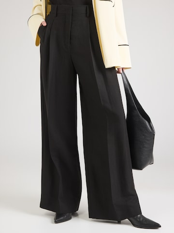 Weekend Max Mara Wide leg Pleat-front trousers 'VELIERO' in Black: front