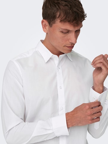 Slim fit Camicia 'ONSSANE' di Only & Sons in bianco