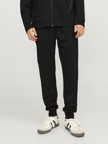 JACK & JONES Tapered Pants 'JPSTWill JJFusion' in Black: front