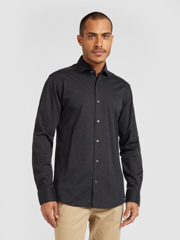 Bruun & Stengade - Ajuste estrecho Camisa 'Miller' en gris: frente