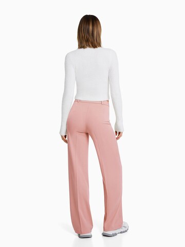 Bershka Wide leg Pleated Pants in Pink