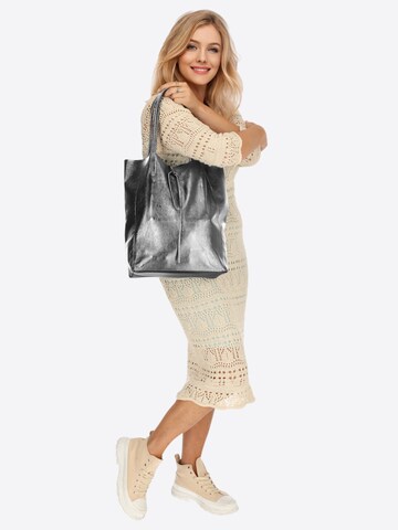 SevaBags Shopper 'Shopper Tasche Damen in Metallic Echtleder' in Grau