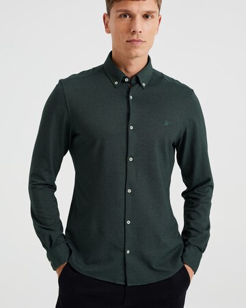 WE Fashion Slim fit Button Up Shirt in Green: front