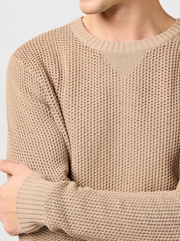 WRANGLER Sweater 'CREWNECK TIMBERWOLF' in Beige