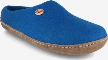 WoolFit Hausschuh in Blau: Vorderseite