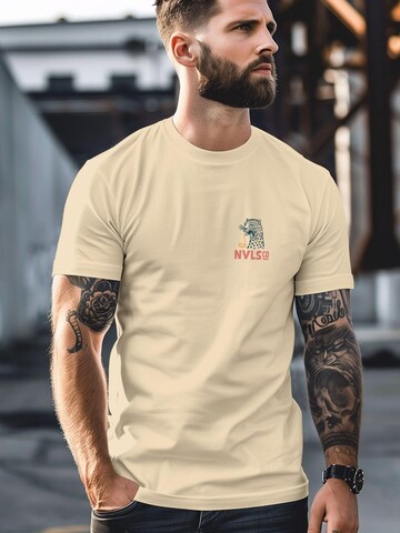 Neverless Shirt 'Eat pasta' in Beige