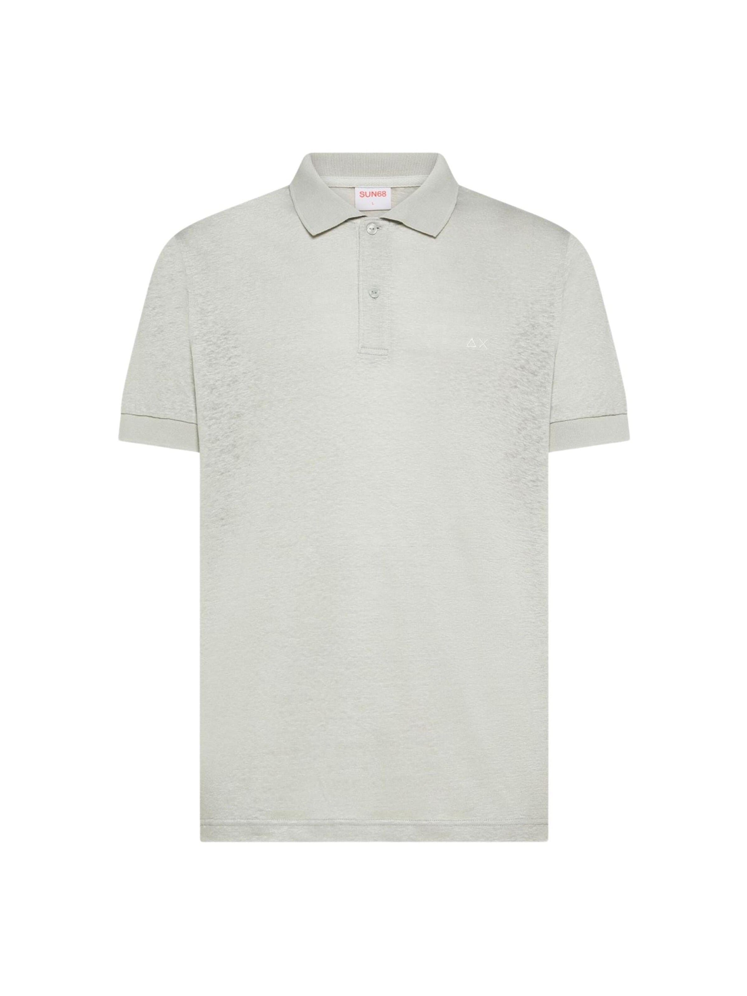 SUN68 Shirt 'POLO JERSEY LINEN S/S' in Grey: front