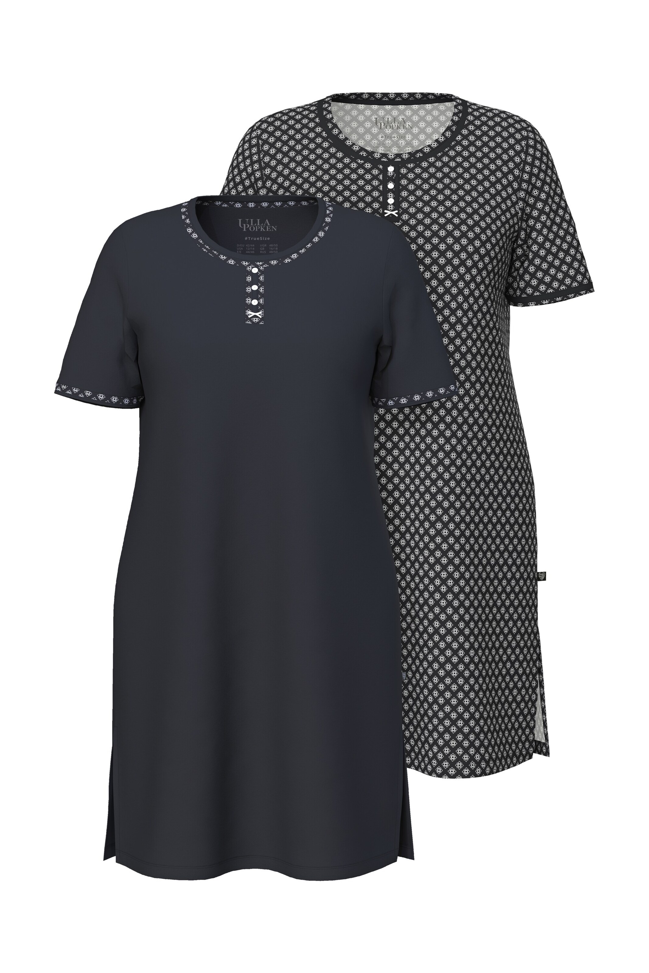 Ulla Popken Nachthemd in Zwart: voorkant