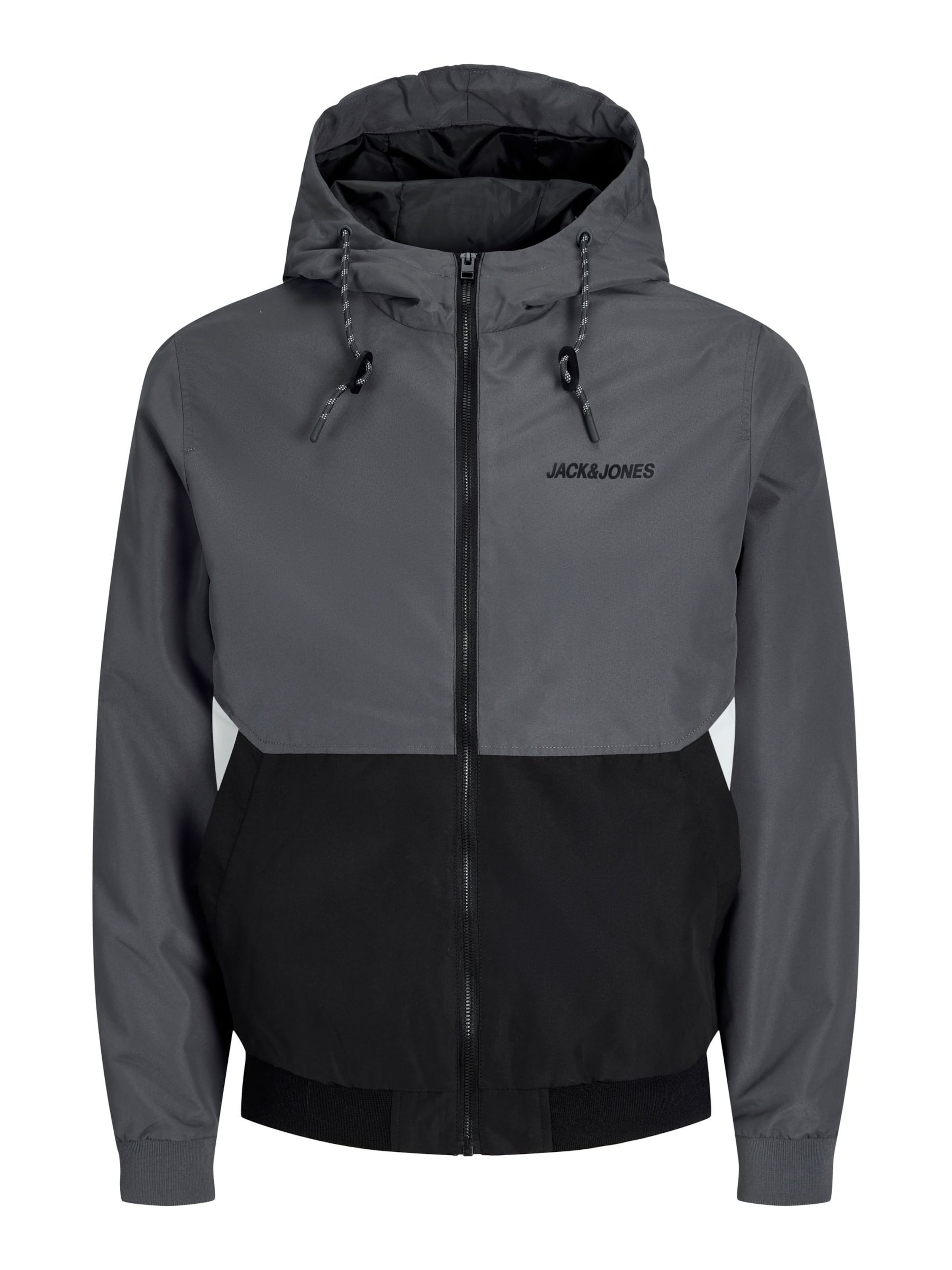 JACK & JONES Veste mi-saison 'JJERush' en L en gris foncé / noir / blanc, Vue avec produit