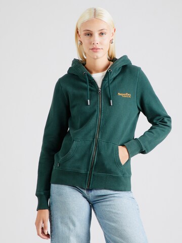 Superdry Sweatvest 'ESSENTIAL' in Groen: voorkant