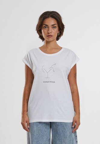 Merchcode - Camiseta 'Cocktail O'Clock' en blanco: frente