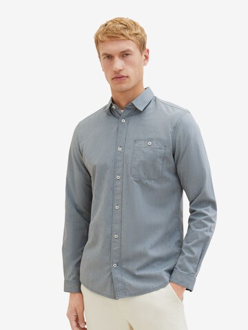 Coupe regular Chemise TOM TAILOR en bleu : devant