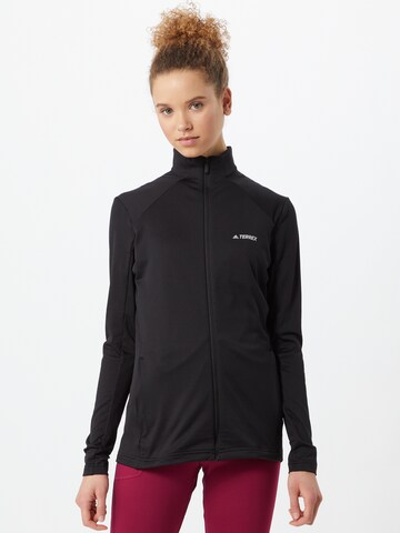 ADIDAS TERREX Skinny Sportsweatjacke in Schwarz: predná strana