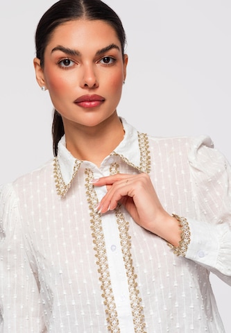 Ombre Blouse 'Dobby' in White