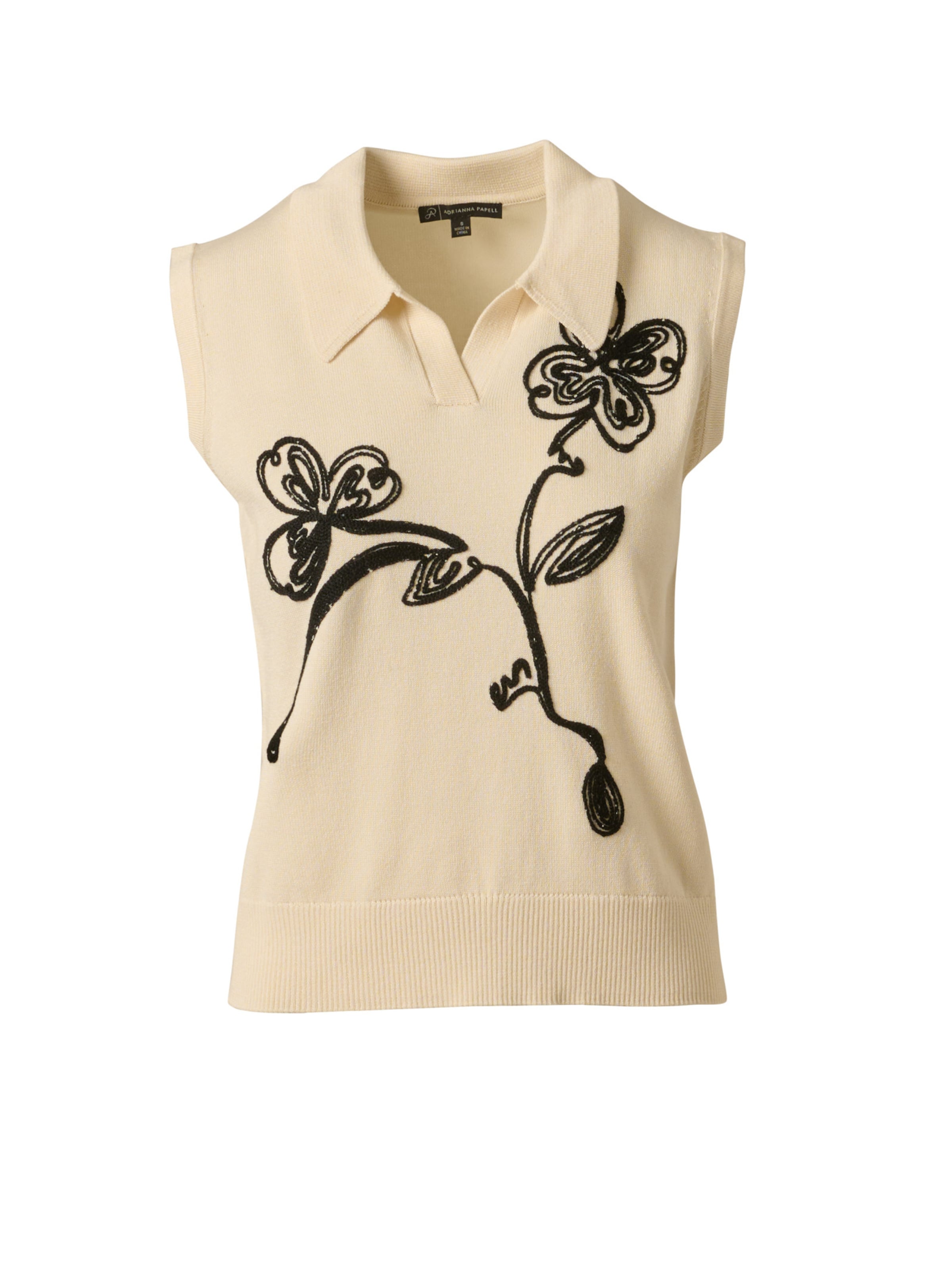 Adrianna Papell Knitted Vest in Beige: front
