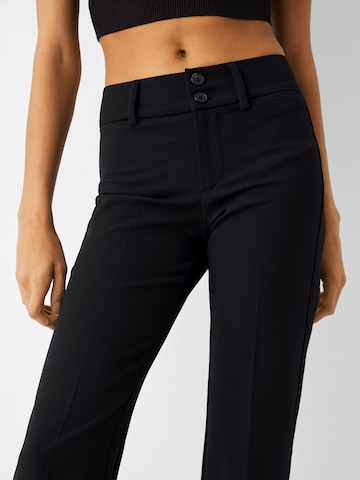 Bershka Flared Trousers with creases in Black