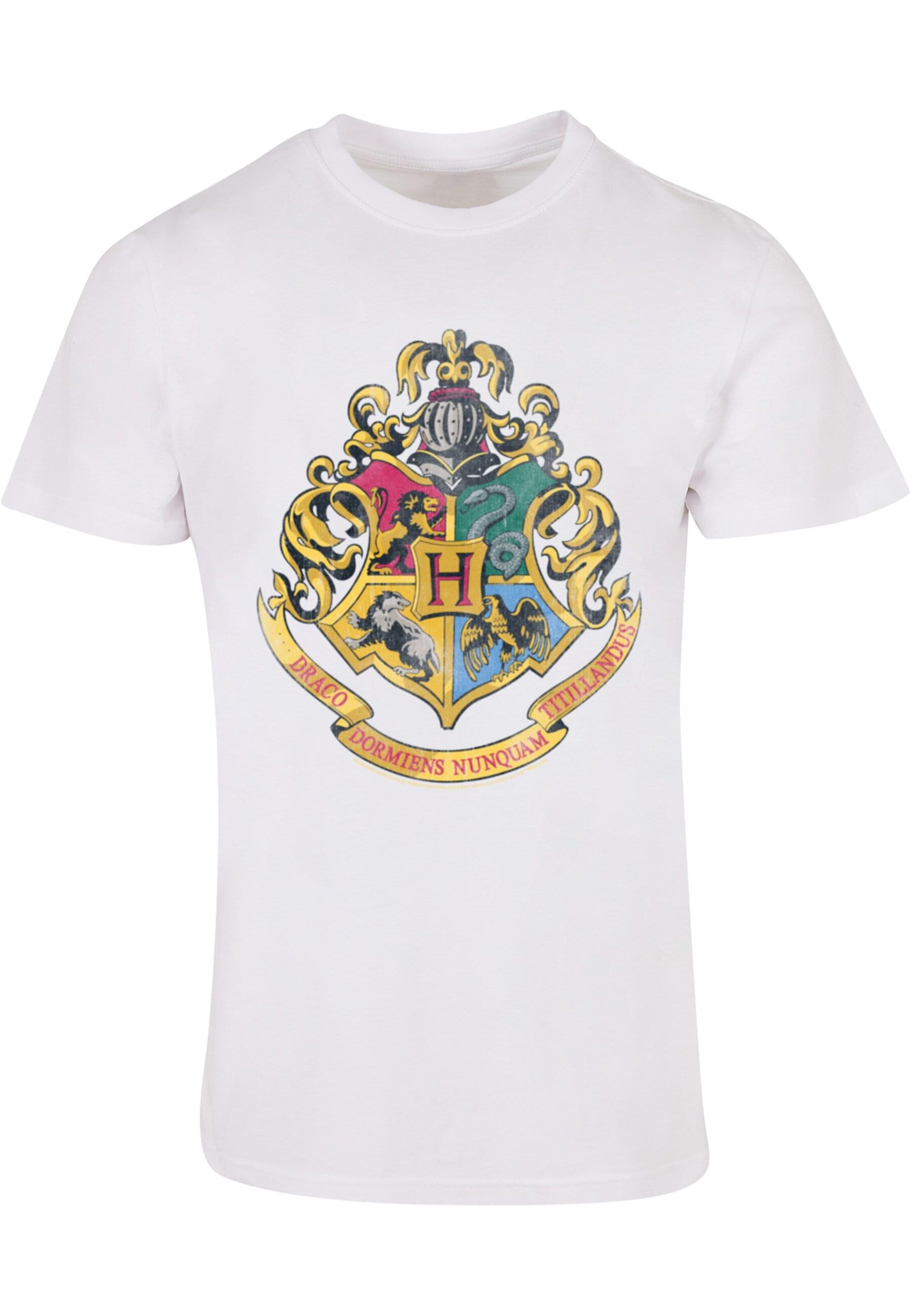 T-Shirt 'Harry Potter Distressed Hogwarts Crest' ABSOLUTE CULT en blanc : devant