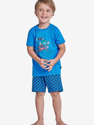 SCHIESSER Pajamas 'World' in Blue: front