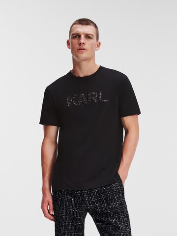 Karl Lagerfeld Majica 'Bouclé' | črna barva: sprednja stran