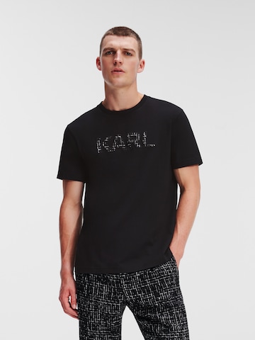 melns Karl Lagerfeld T-Krekls 'Bouclé': no priekšpuses