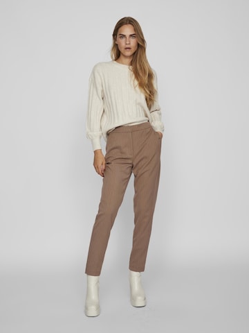 VILA Regular Trousers with creases 'STRIKER' in Brown
