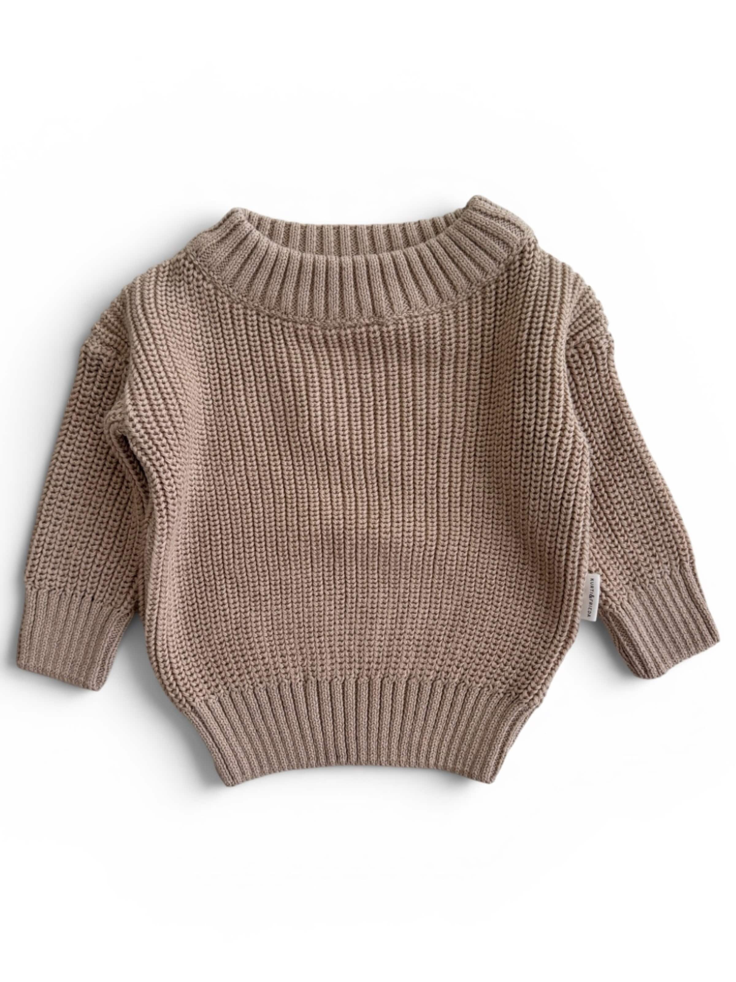 KURTI & FRIEDA Sweater 'Chunky Knit' in Brown: front