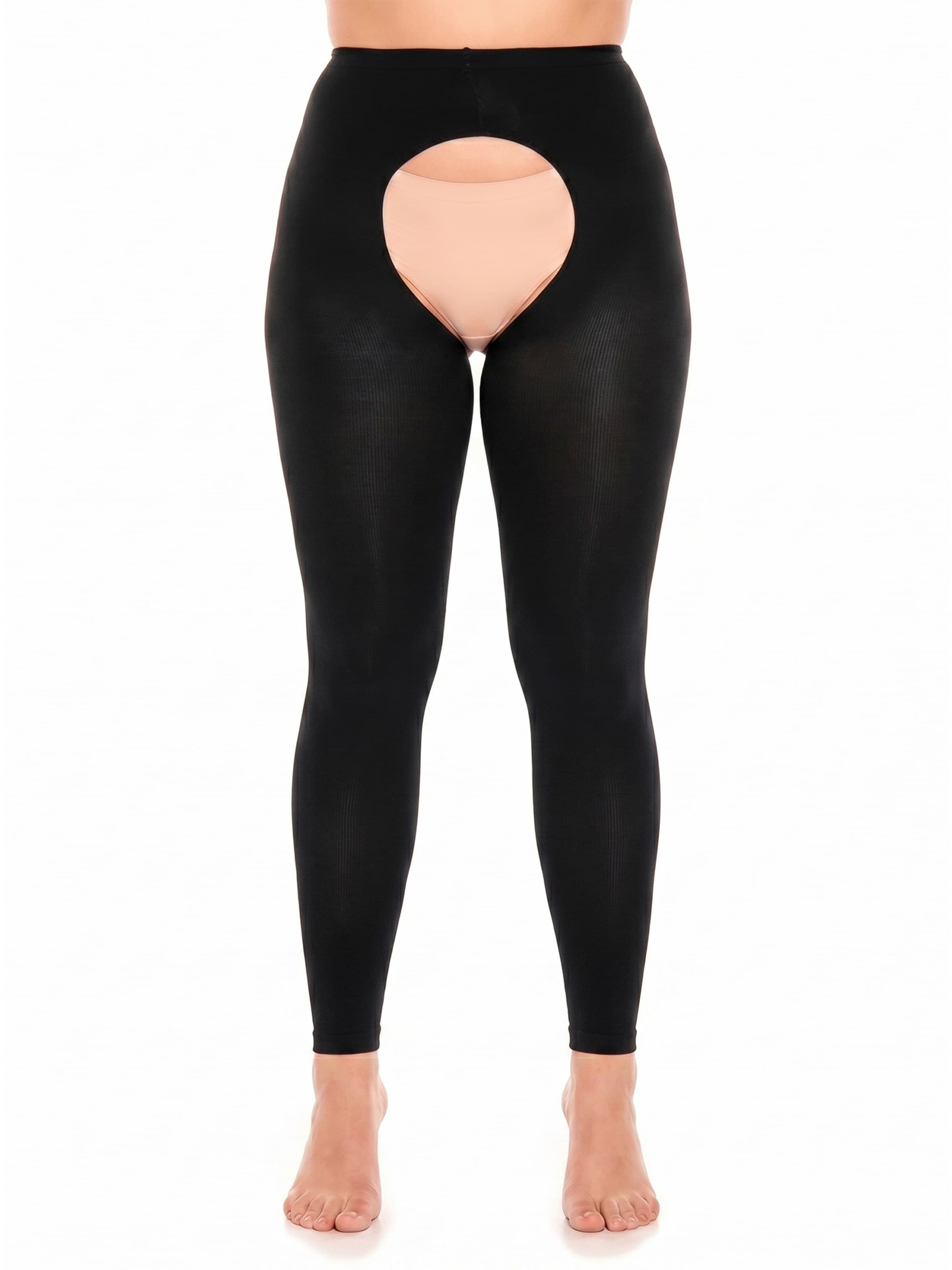 GLAMORY Strumpfhose 'Breeze 60 Ouvert Microfaser Fußlose Strumpfhose'‌‌‌‌‌‌‌‌‌‌ in Schwarz: Vorderseite