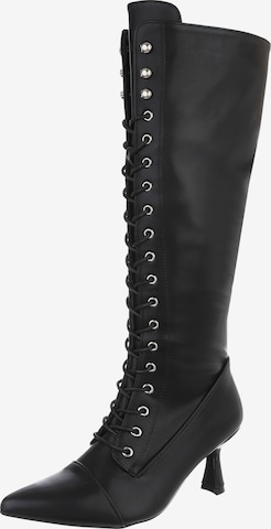 Ital-Design Schnürstiefel in Schwarz: Vorderseite