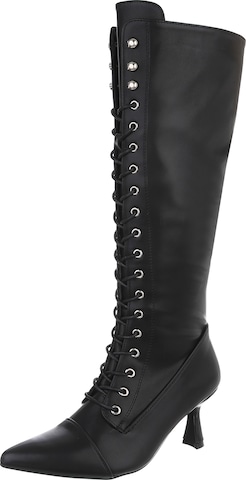 Ital-Design High Heels ' Schnürstiefel ' in Schwarz: Vorderseite