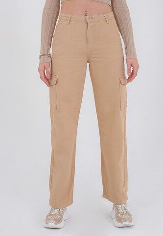 FRESHLIONS Regular Cargohose 'Lil' in Beige: Vorderseite