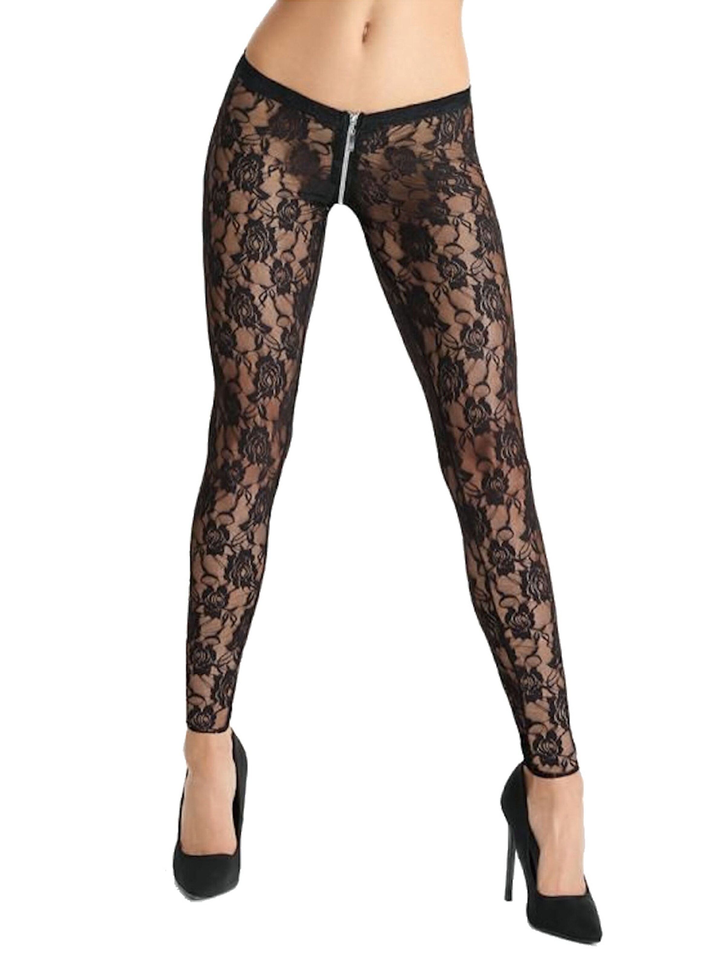 7Heaven Slimfit Leggings 'LG008 Spitze'‌‌‌‌‌‌‌ in Schwarz: Vorderseite