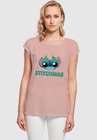 ABSOLUTE CULT T-Shirt 'Lilo And Stitch - Stitchmas Glasses' in Pink: predná strana