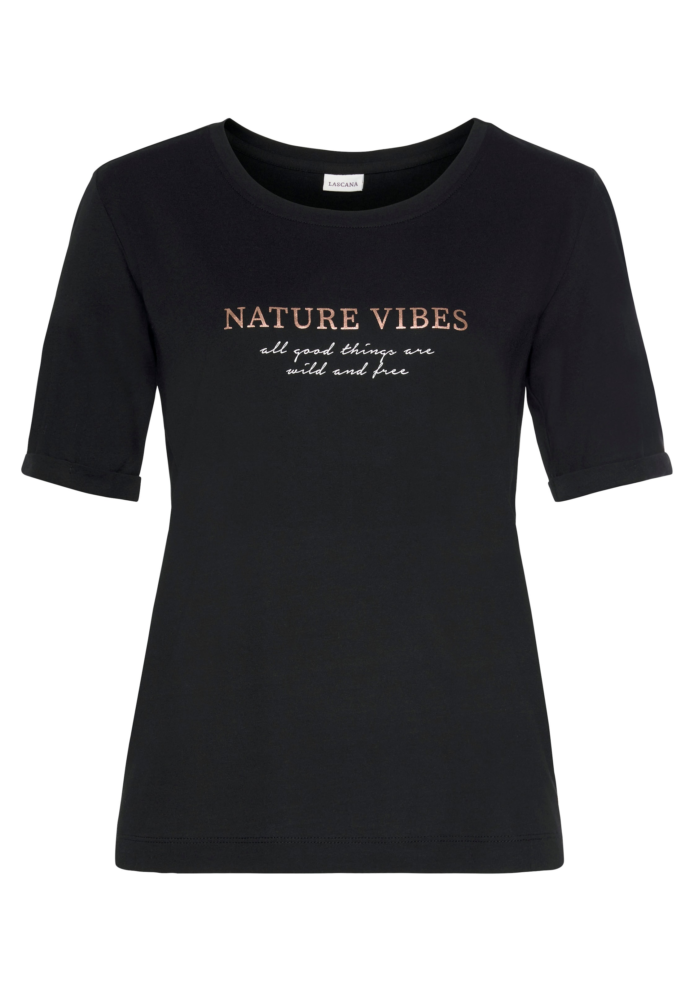 LASCANA Футболка для сна в Черный: спереди