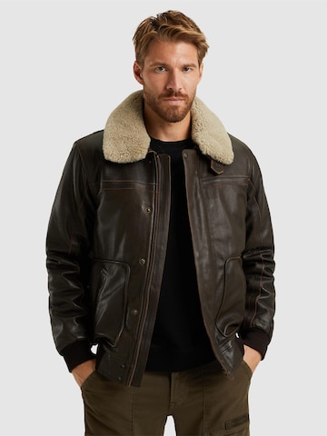 PME Legend Tussenjas 'Iconic Hudson leather jacket' in Bruin