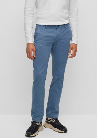 Coupe slim Pantalon chino BOSS Orange en bleu : devant